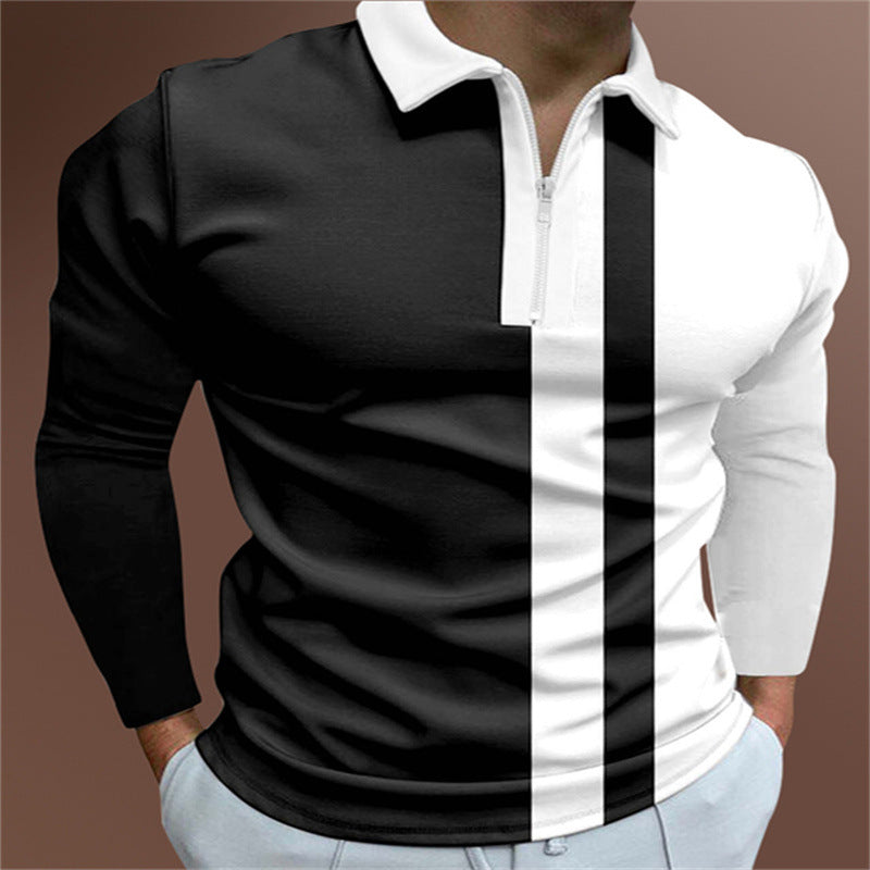 Men's Striped Printed Polo Shirt – Short Sleeve Lapel Shirt - product photo 3 of 5