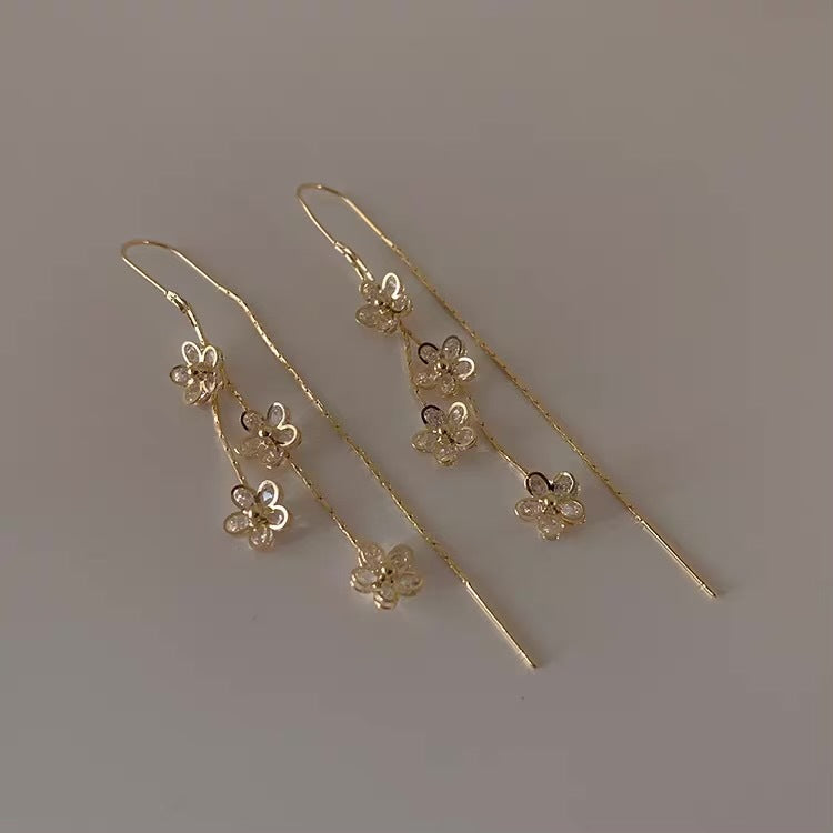 Zircon Flower Tassel Ear Jewelry – Elegant Statement Earrings - product photo 3 of 5