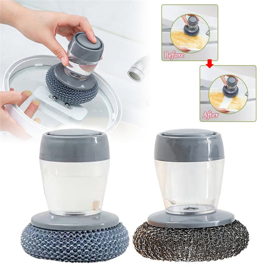 Soap dispensing dish brush, full view