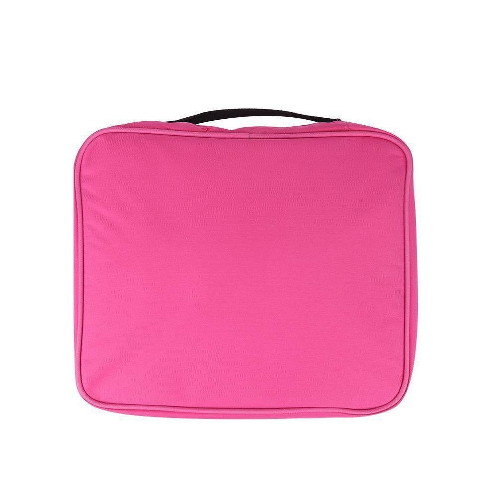 Travel toiletry bag packed with cosmetics