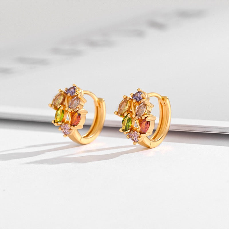 Square Crystal Zircon Drop Earrings – Gold Plated