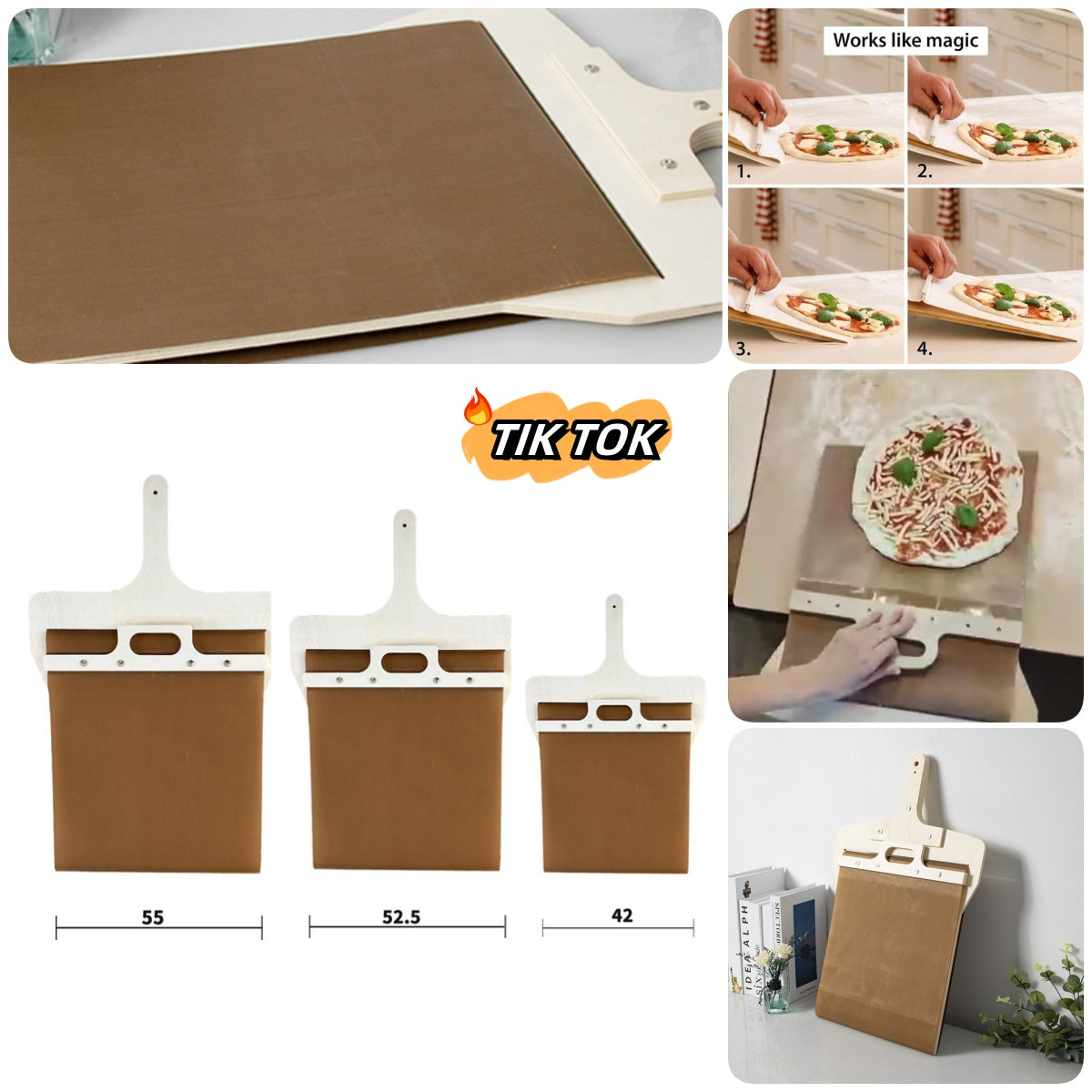 Wooden pizza peel in kitchen use