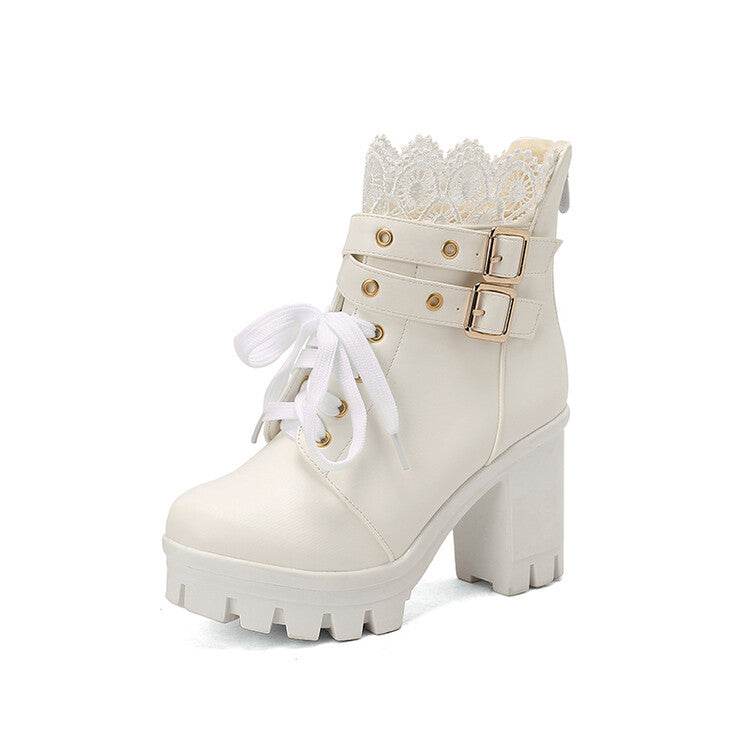 Women's lace-up square heel ankle boots - view 3