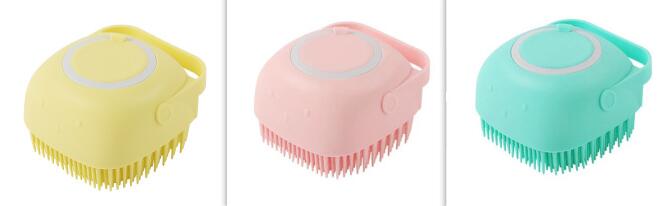 Silicone pet bath massage brush with shampoo dispenser for dogs and cats - view 2