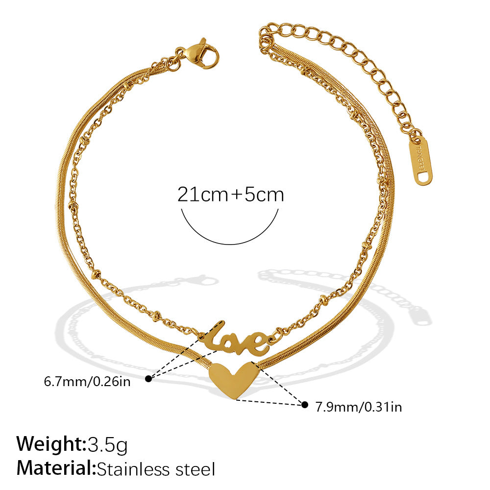 Double-Layer Heart Pendant Anklet - photo 4