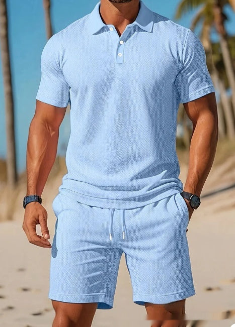 Men's Breathable Mesh Beach Shirt & Shorts Set – Casual Summer Loungewear - product photo 1 of 5