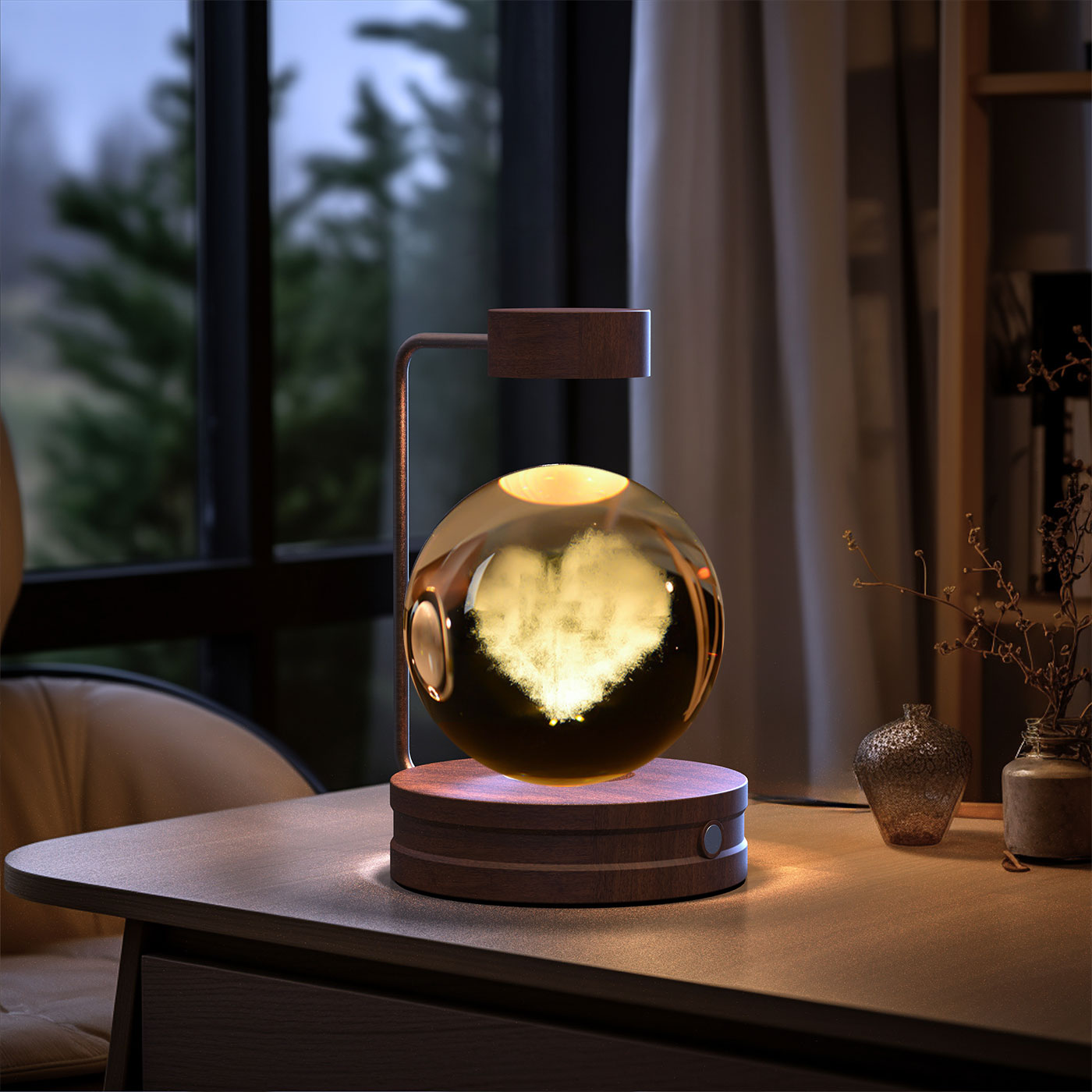 3D crystal night light with wood base, design option 42 of 51