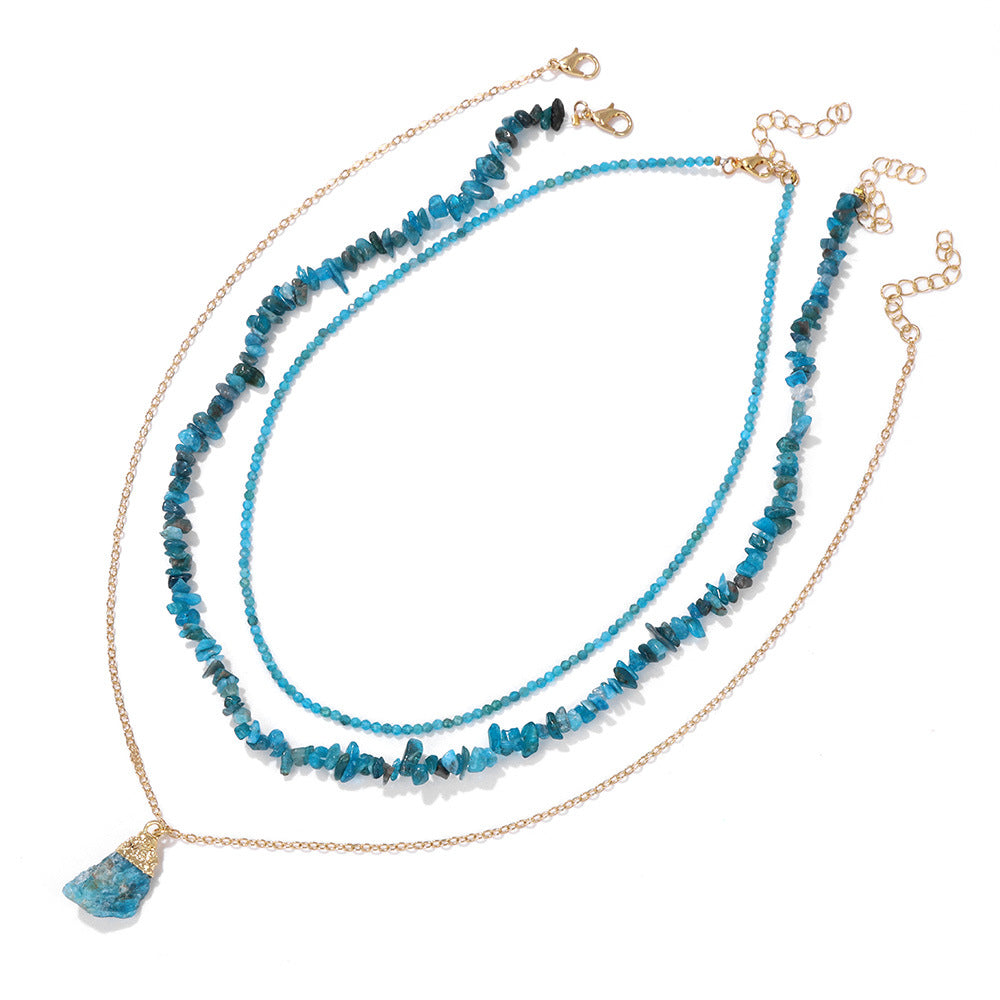 Natural Stone Bead Necklace – Retro Style Statement Necklace - product photo 8 of 8