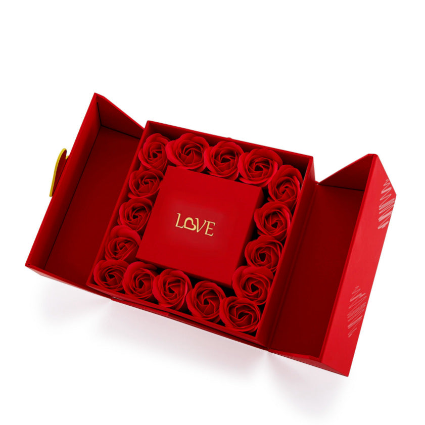 Rose-themed gift box, LOVE tote design