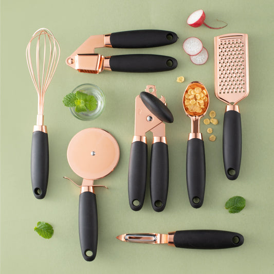 Copper-Plated Kitchen Peeler & Gadget Set with Storage Rack - product photo 1 of 8
