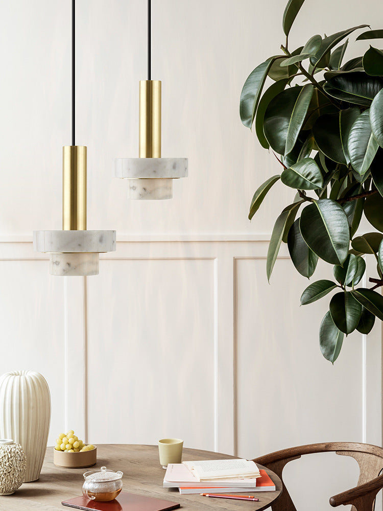 Marble-Style LED Bedside Pendant Light - photo 5