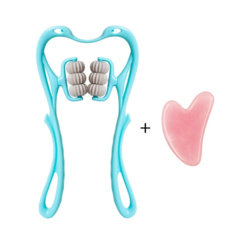 6-roller manual neck and body massager with jade gua sha board, style option 14