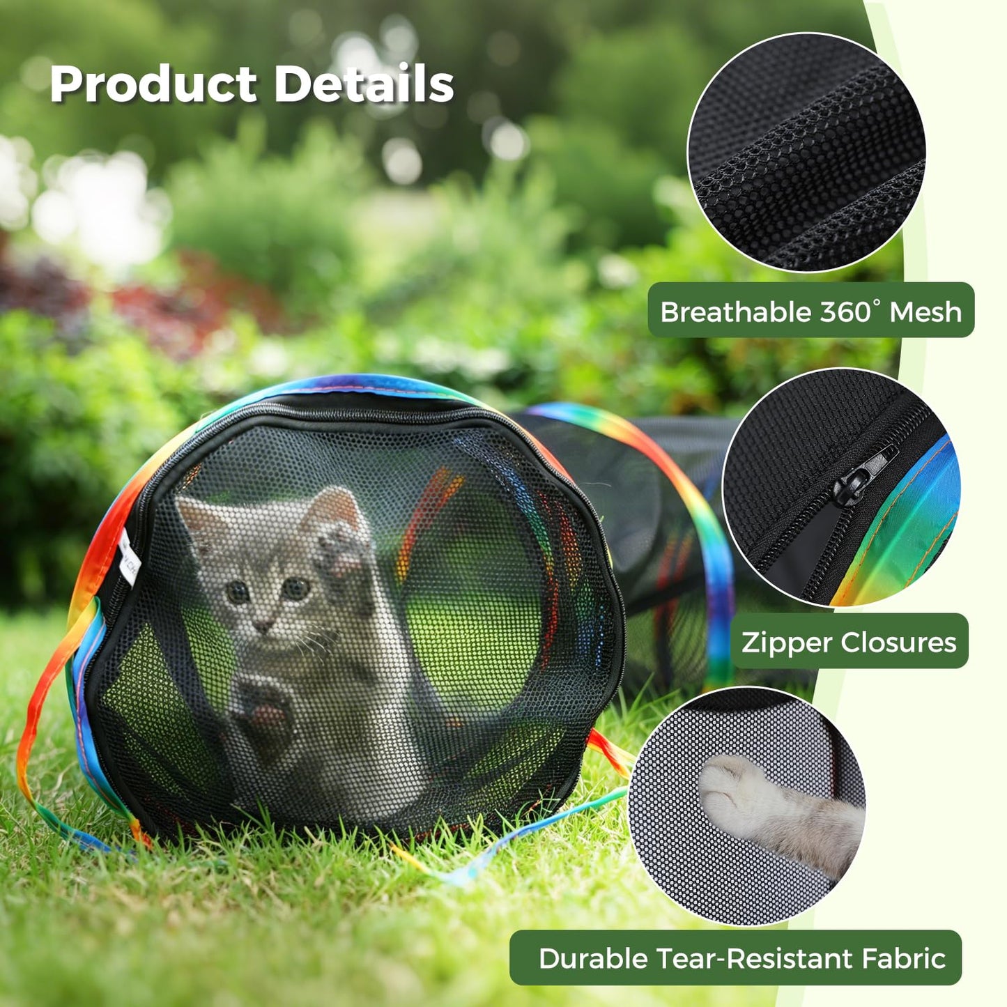 2-in-1 Collapsible Outdoor Cat Tent & Play Tunnel - product photo 6