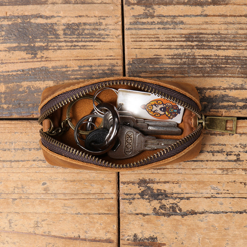Leather coin purse shown in black colorway