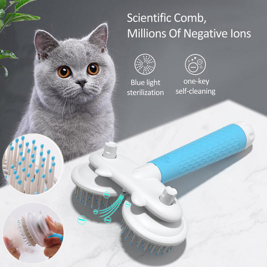 self-cleaning double-head slicker brush, full view