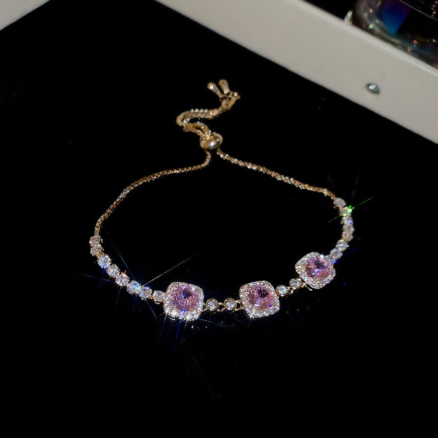 Round circle zirconia adjustable bangle bracelet – all 5 style variations displayed together