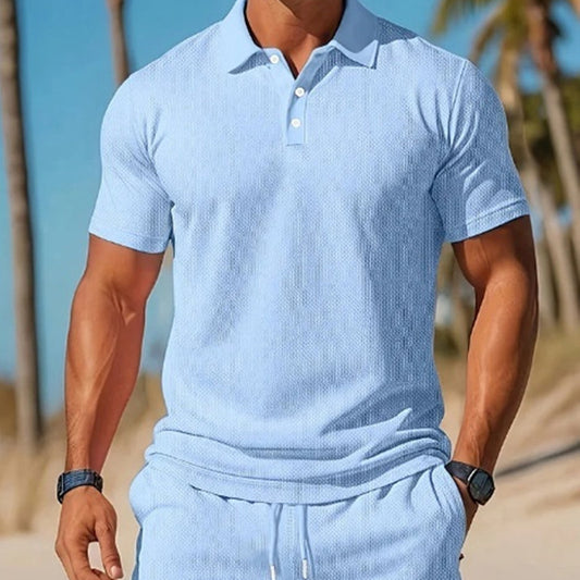 Men's Breathable Mesh Beach Shirt & Shorts Set – Casual Summer Loungewear - product photo 2 of 5