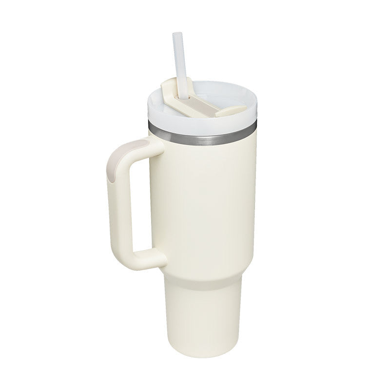 40oz insulated stainless steel tumbler with handle and straw, color option 16