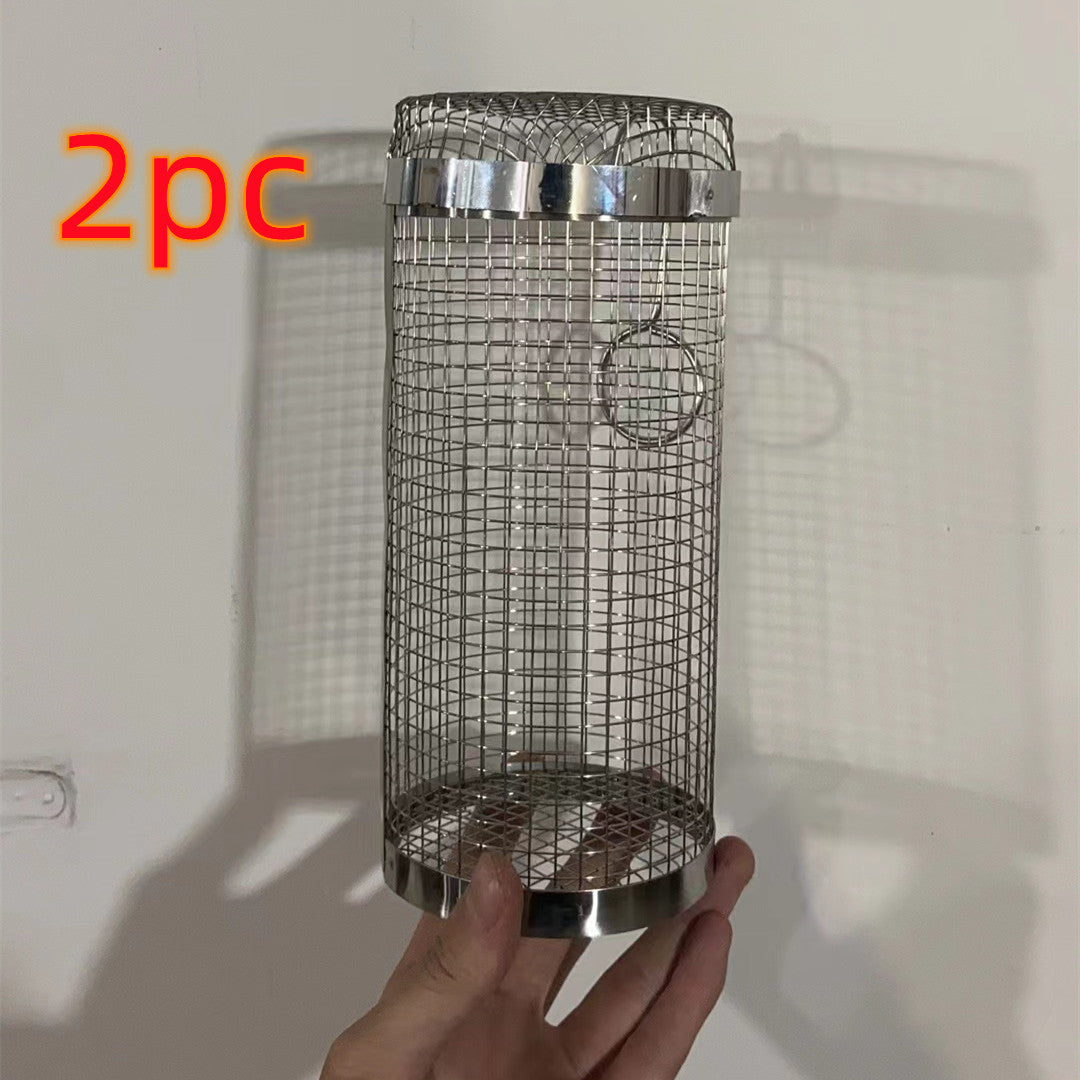 Rolling grill basket grilling meatballs