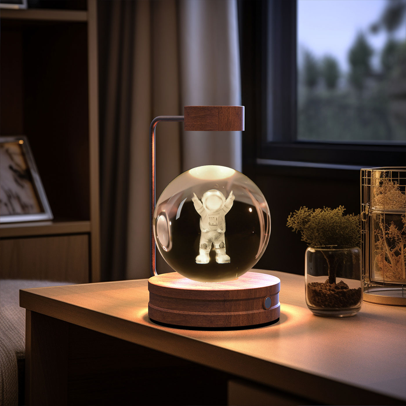 3D crystal night light with wood base, design option 37 of 51