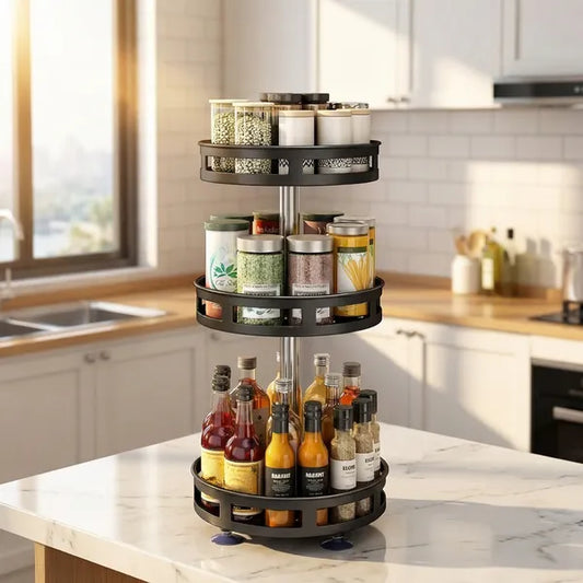 3-tier rotating spice rack organizer, full view