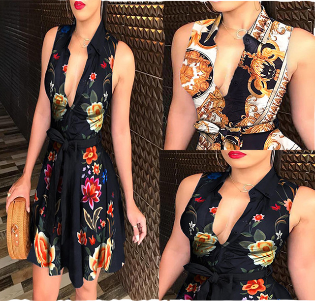 Belted casual cotton dress