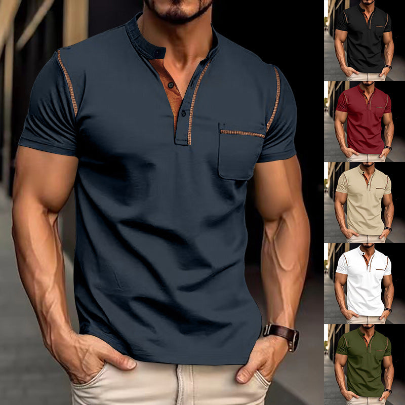Men's Quick-Dry Polo Shirt – Henry Collar Breathable Cotton Tee - product photo 5 of 8