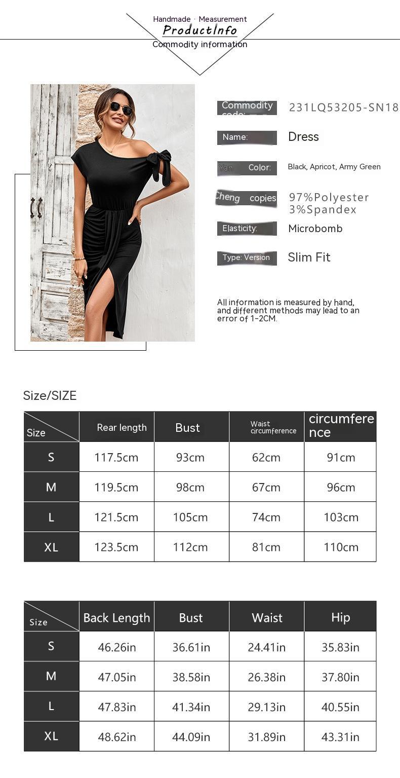 Casual knitted diagonal collar waist-slit dress - photo 3 of 10