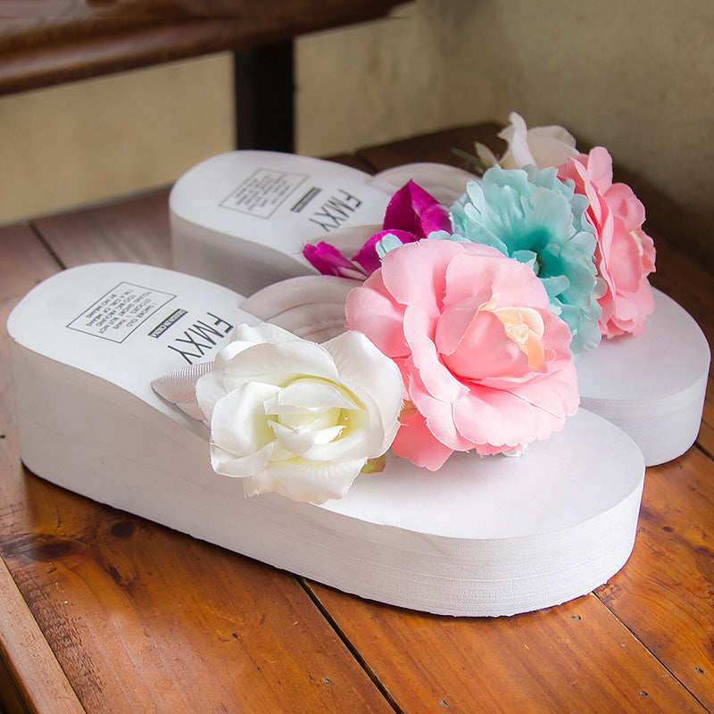 Women's Handmade Platform Flip Flops – Floral Detail Sandals - product photo 3 of 8