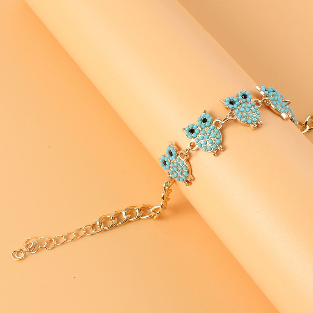 Vintage Owl Pendant Alloy Anklet - photo 2