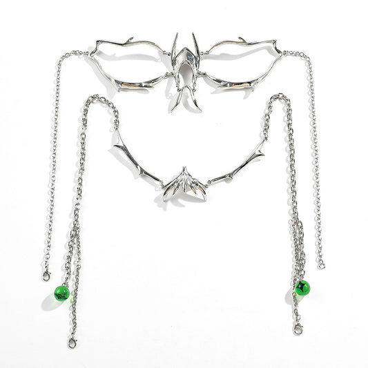 Streamline Metal Face & Nose Jewelry Set – Silver Body Decoration - product photo 2 of 8
