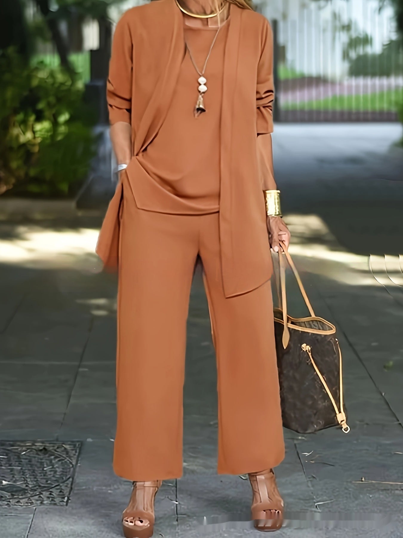Women's 3-Piece Cardigan Suit Set – Vest Top, Jacket & Wide-Leg Pants – photo 8 of 20