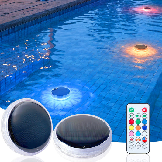 Solar-powered floating pool lights, 2-pack