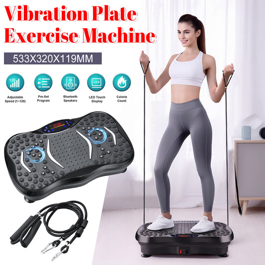 Bluetooth vibration plate fitness machine, front view