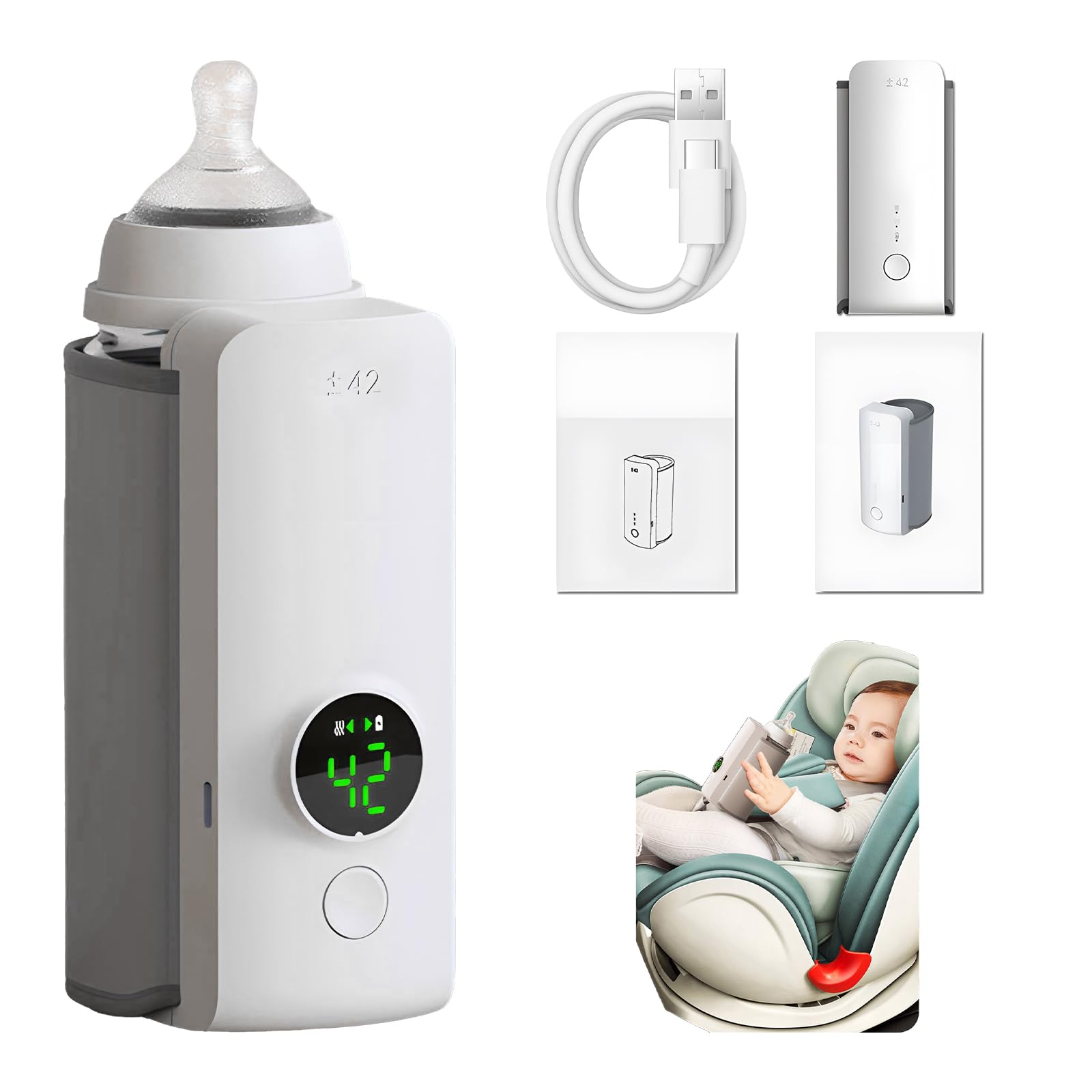 Portable wireless baby bottle warmer - main view