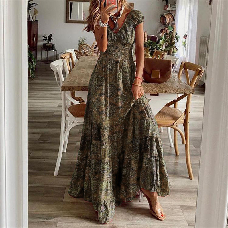 V-neck dress styled outfit