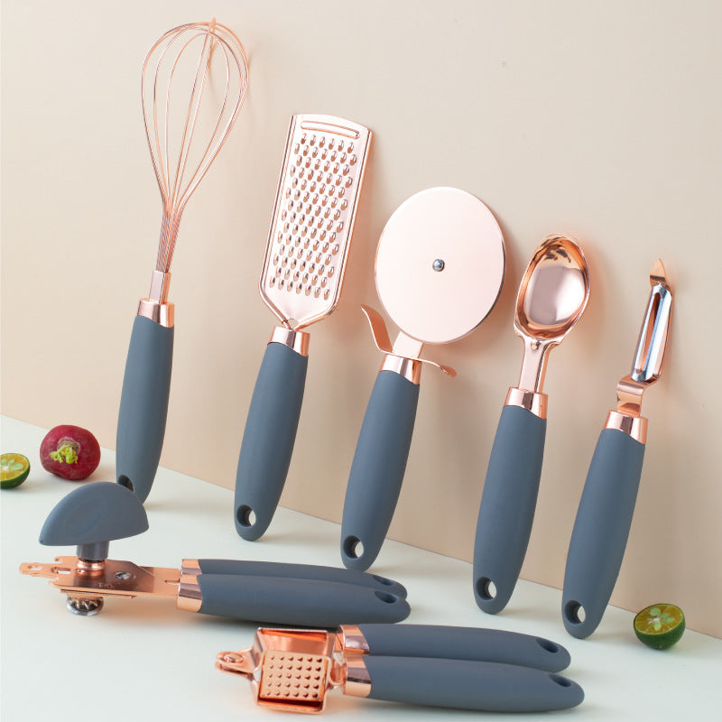 Copper-Plated Kitchen Peeler & Gadget Set with Storage Rack - product photo 4 of 8