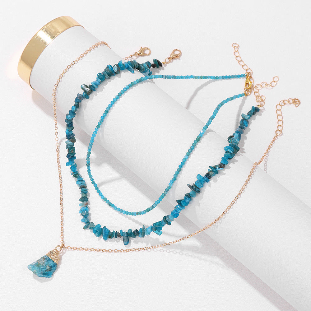 Natural Stone Bead Necklace – Retro Style Statement Necklace - product photo 7 of 8