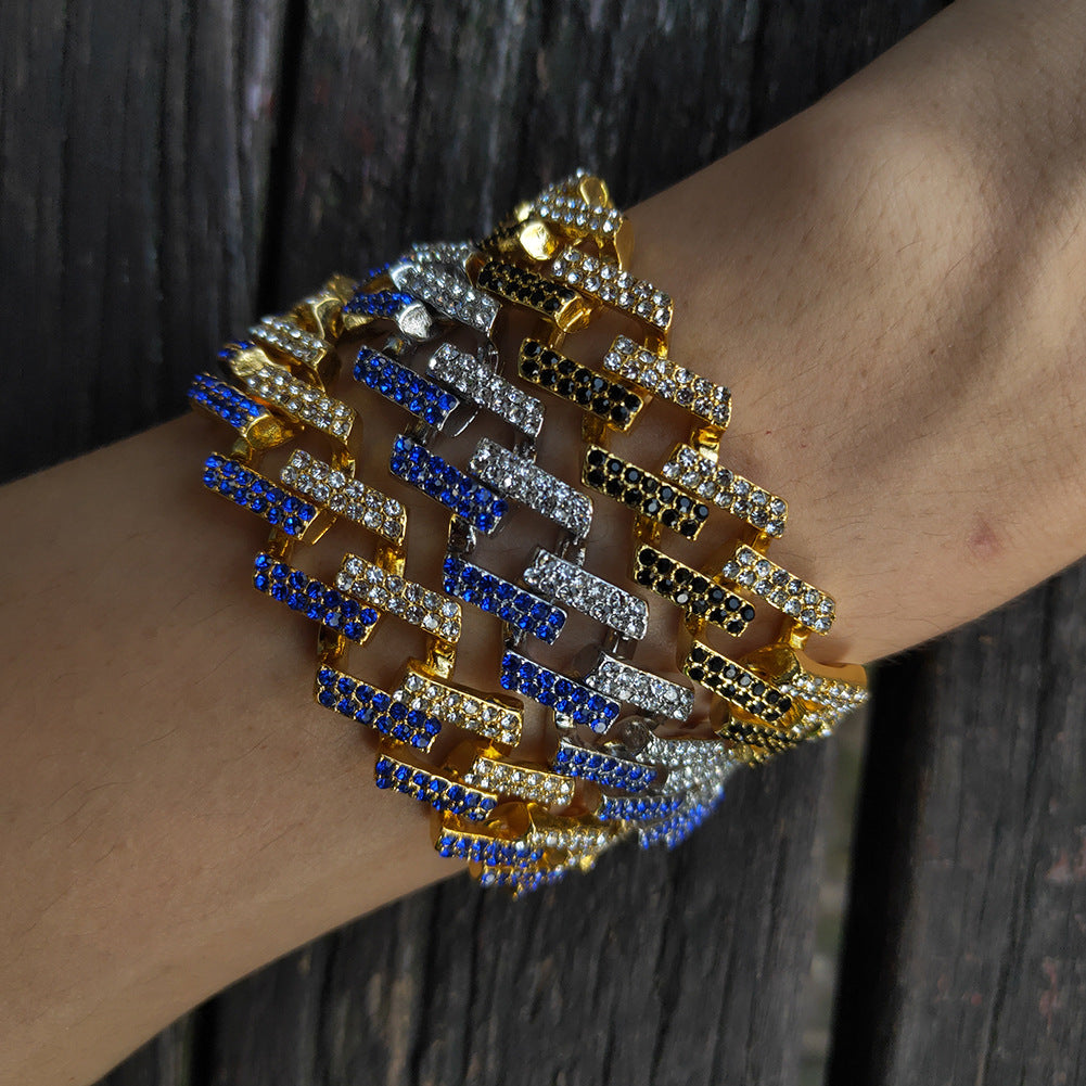 Gold-Plated Rhinestone Bracelet for Men - photo 4