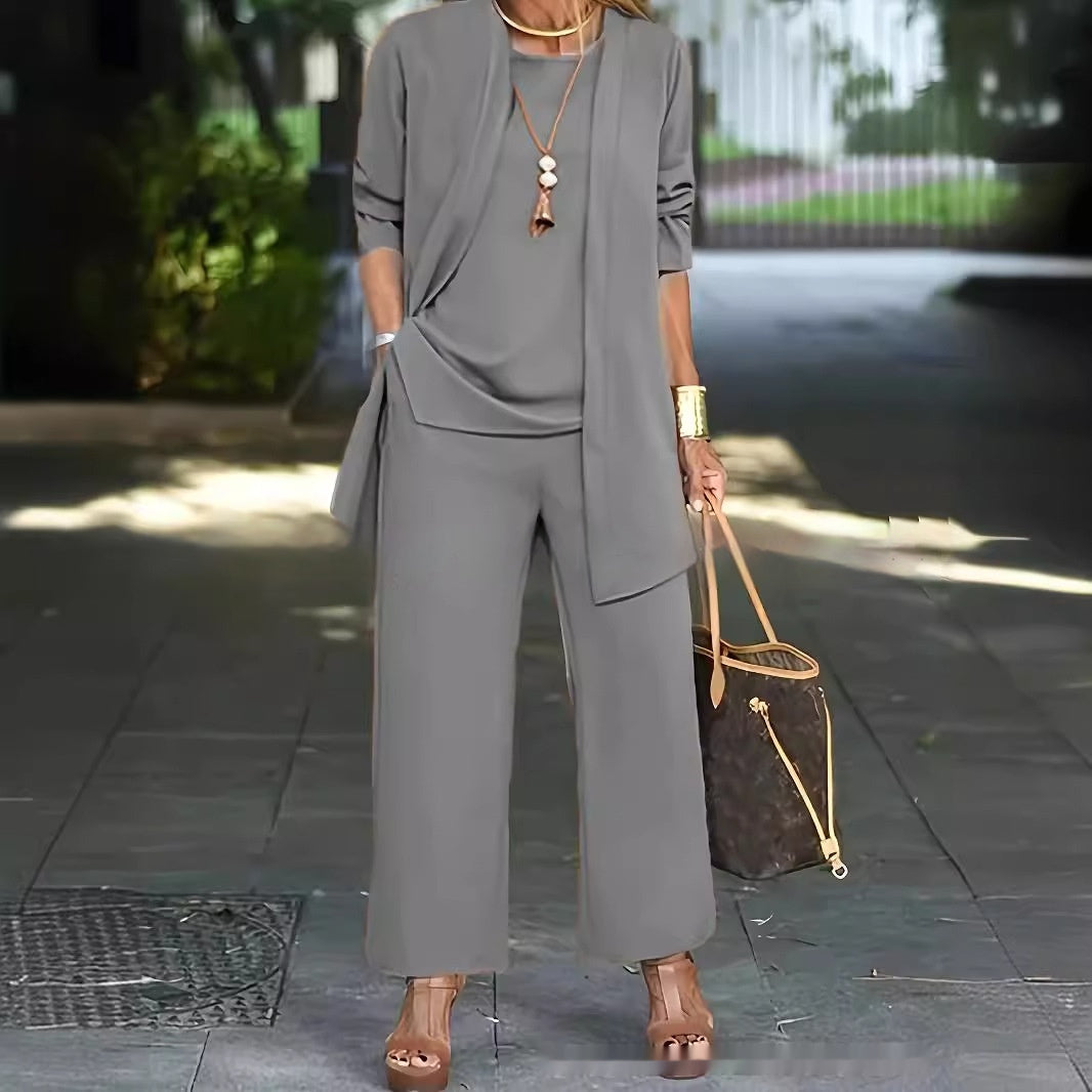 Women's 3-Piece Cardigan Suit Set – Vest Top, Jacket & Wide-Leg Pants – photo 3 of 20