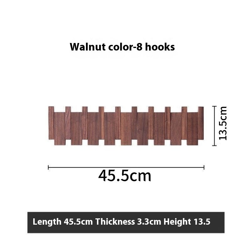 Wall-Mounted Wood Coat Rack – Piano Key Hook Entryway Storage - product photo 3 of 8