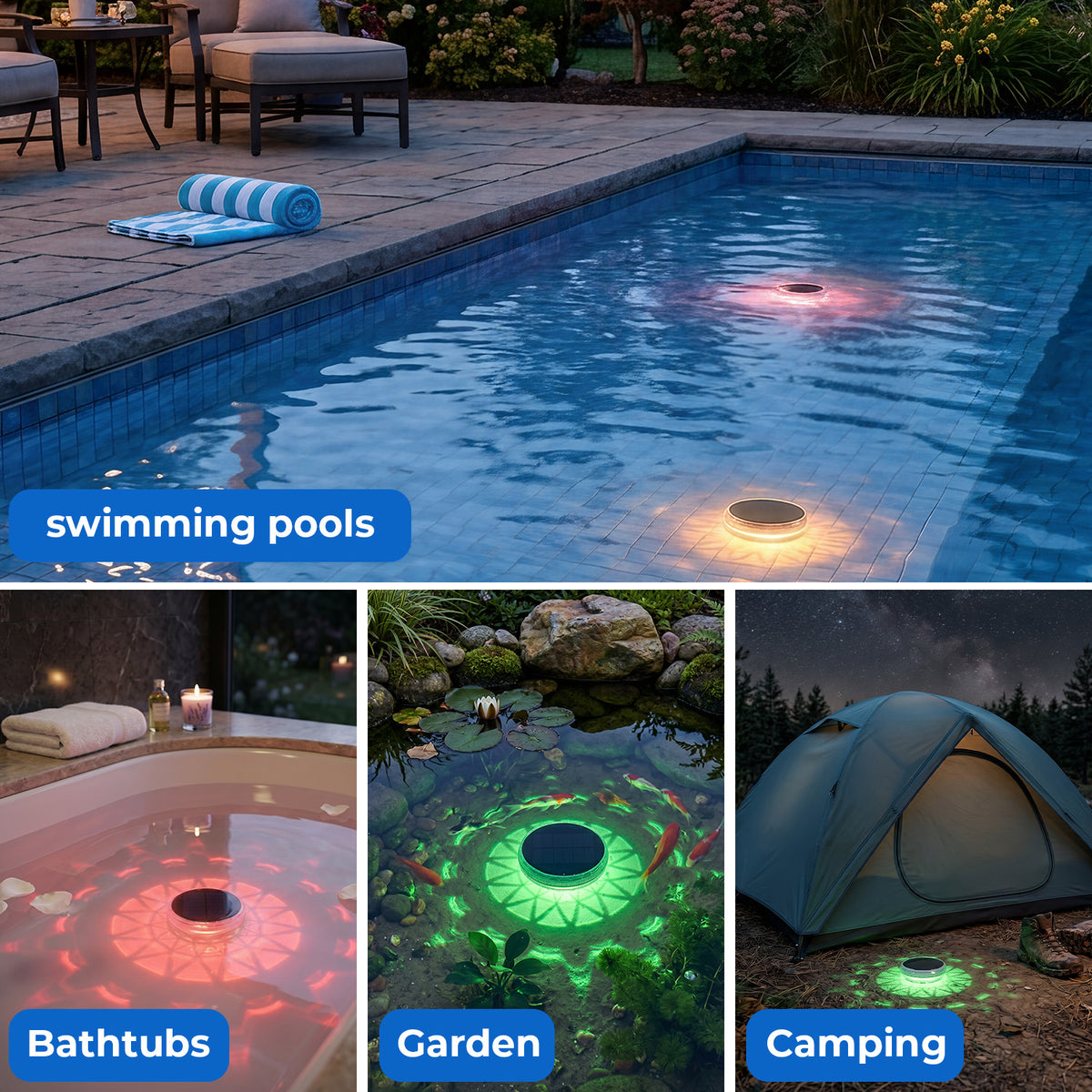 Solar-powered floating pool lights, 2-pack – product photo 4