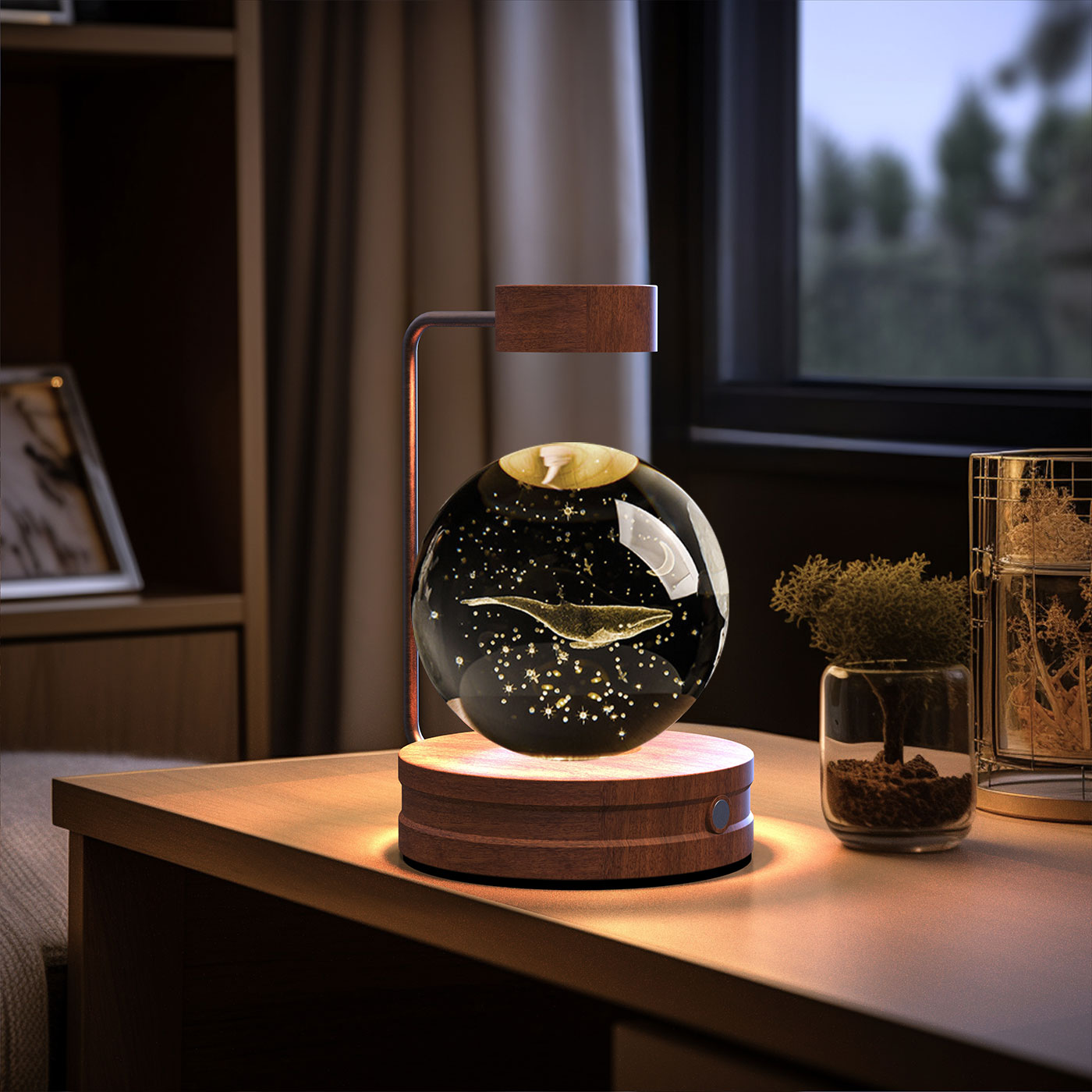 3D crystal night light with wood base, design option 10 of 51