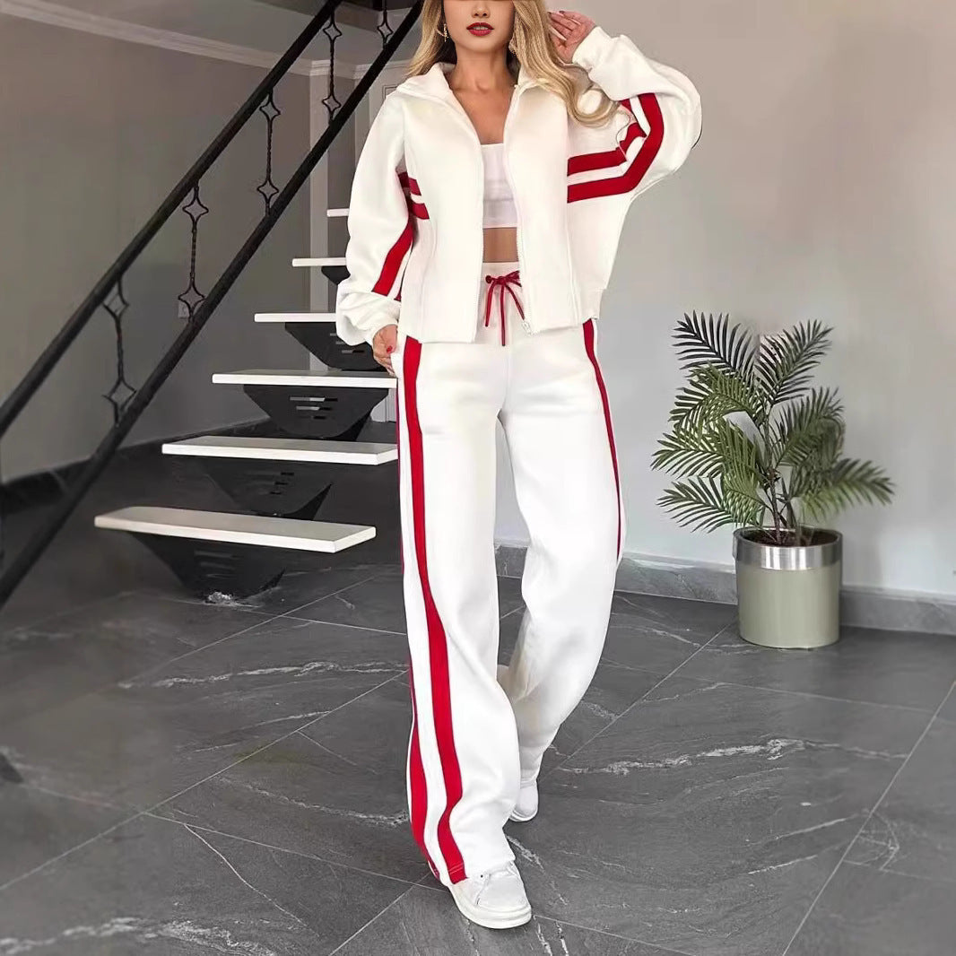 Two-piece sports set worn, front view