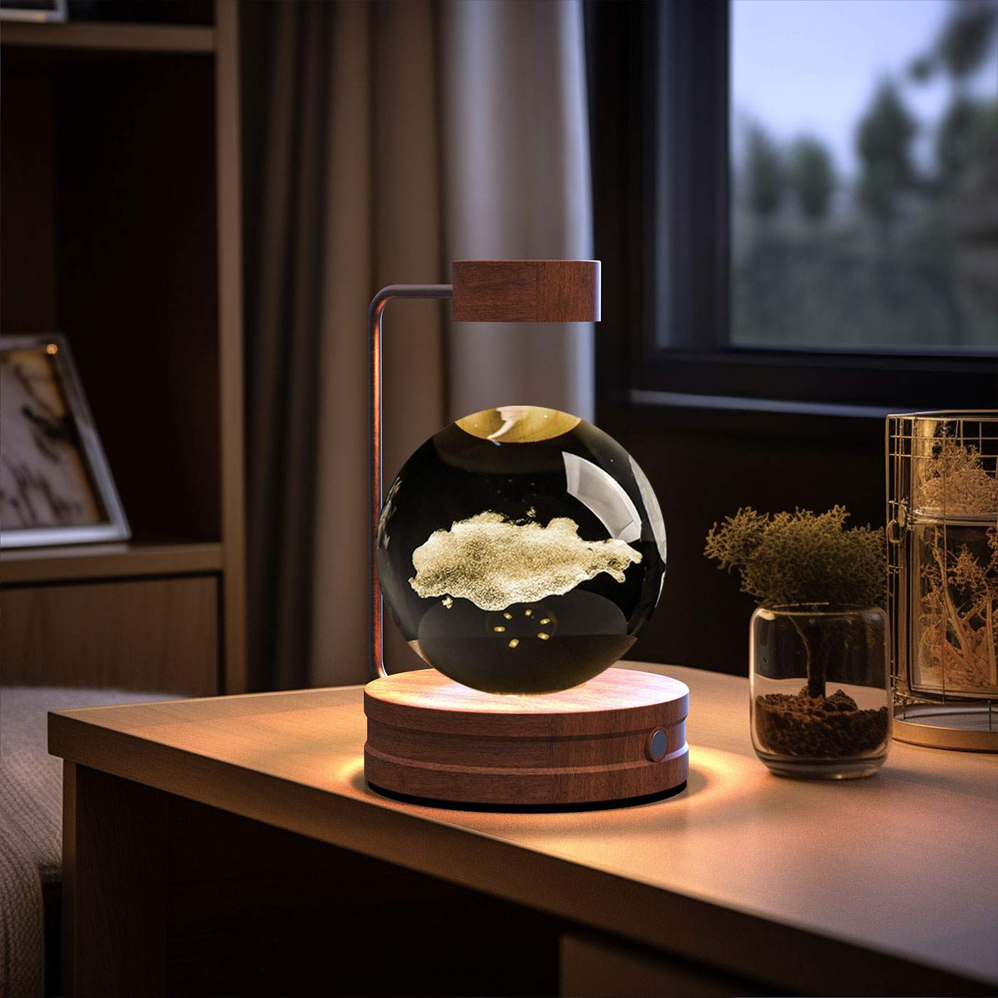 3D crystal night light with wood base, design option 17 of 51