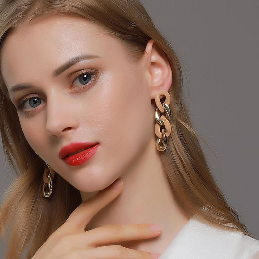 Women's Long Statement Earrings – Contrasting Color Drop Earrings - product photo 1 of 5