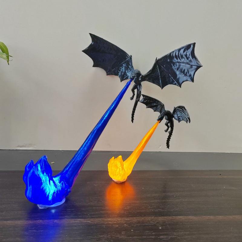 3D printed dragon bookshelf nook light with LED flame - view 7