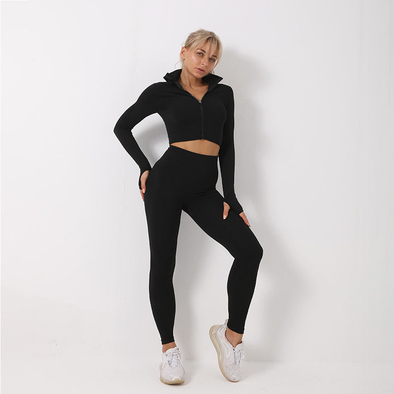 3-Piece Seamless Yoga Set – Leggings, Sports Bra & Crop Top - product photo 9 of 15