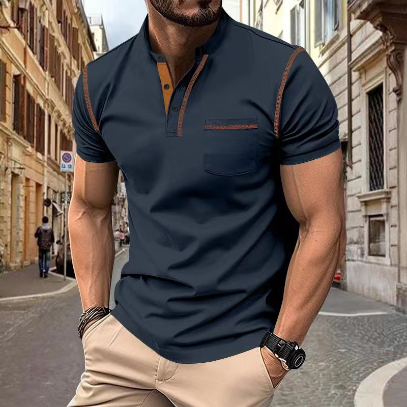 Men's Quick-Dry Polo Shirt – Henry Collar Breathable Cotton Tee - product photo 9 of 12