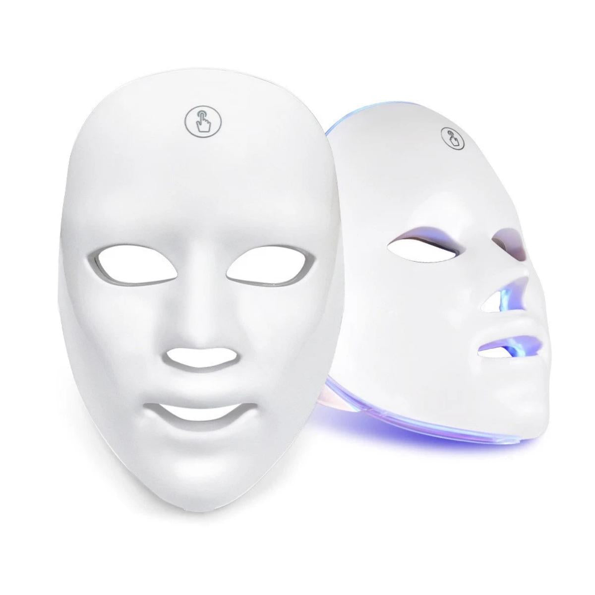 LED light therapy mask glowing green light setting